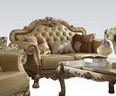 Acme Dresden Loveseat w/ 3 Pillows in Gold Patina 53161 - Ornate Home