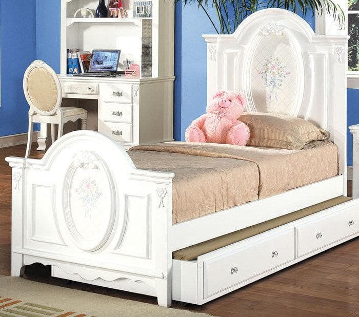 Acme Flora Twin Panel Bed in White 01680T - Ornate Home