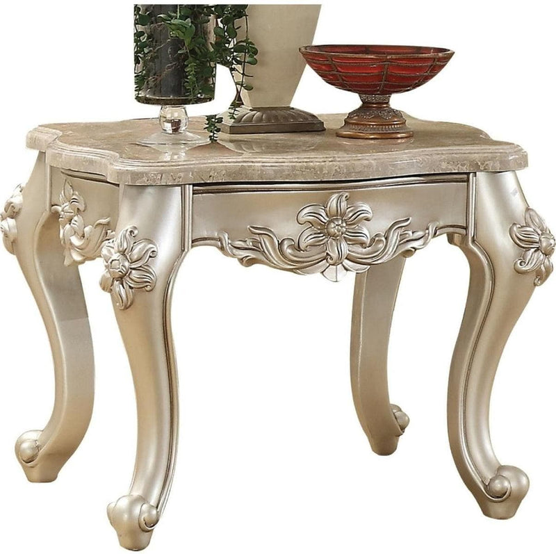 Acme Furniture Bently End Table in Marble/Champagne 81667 - Ornate Home