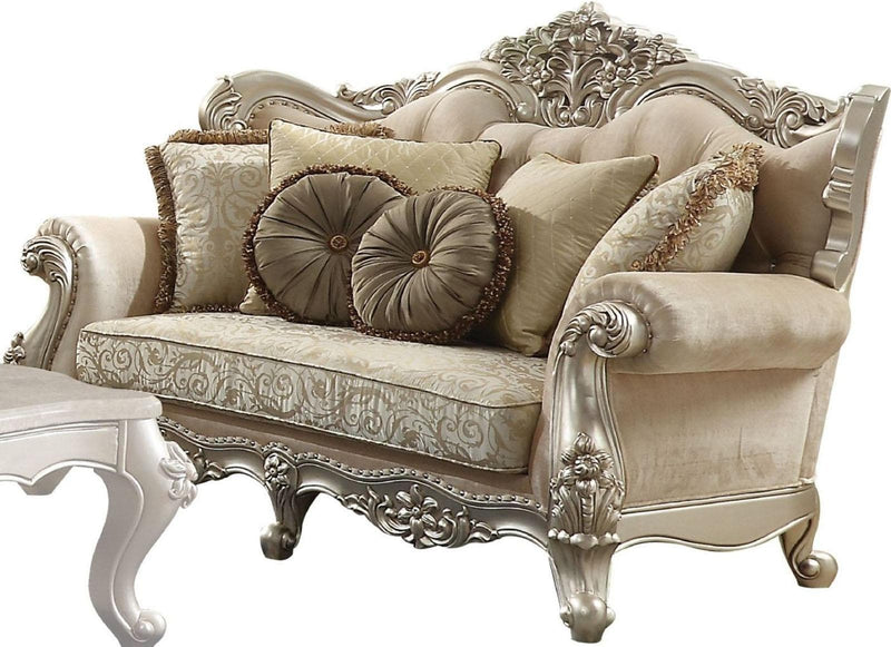 Acme Furniture Bently Loveseat with 5 Pillows in Champagne 50661 - Ornate Home