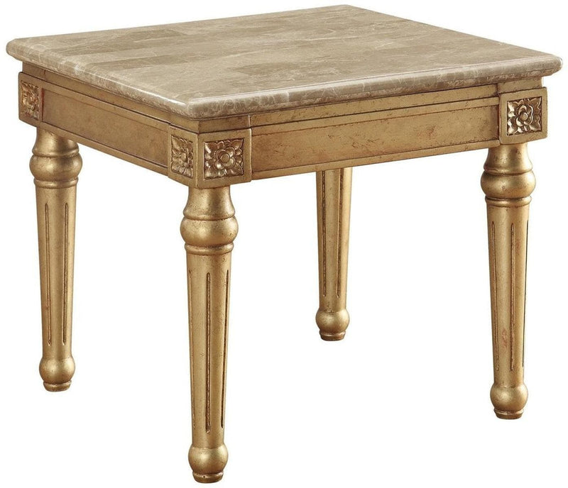 Acme Furniture Daesha End Table in Marble/Antique Gold 81717 - Ornate Home