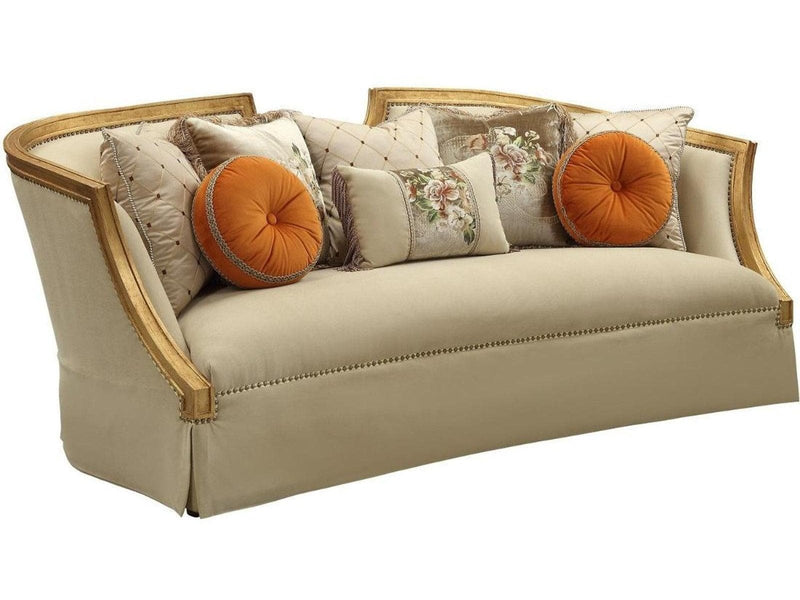 Acme Furniture Daesha Sofa in Tan Flannel & Antique Gold 50835 - Ornate Home