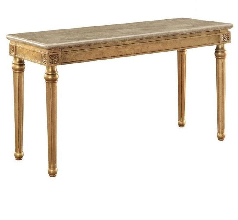 Acme Furniture Daesha Sofa Table in Marble/Antique Gold 81718 - Ornate Home