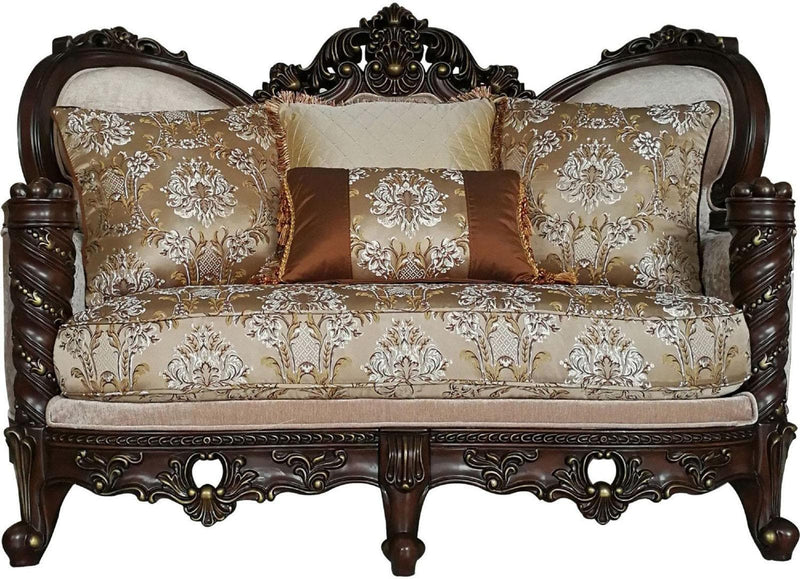 Acme Furniture Devayne Loveseat with 4 Pillows in Dark Walnut 50686 - Ornate Home