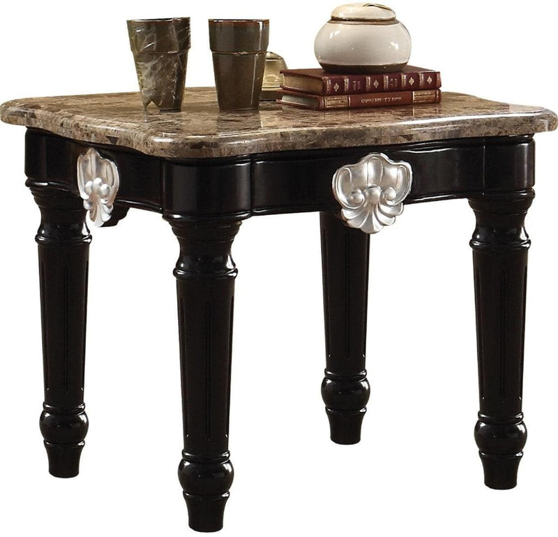 Acme Furniture Ernestine End Table in Marble/Black 82152 - Ornate Home