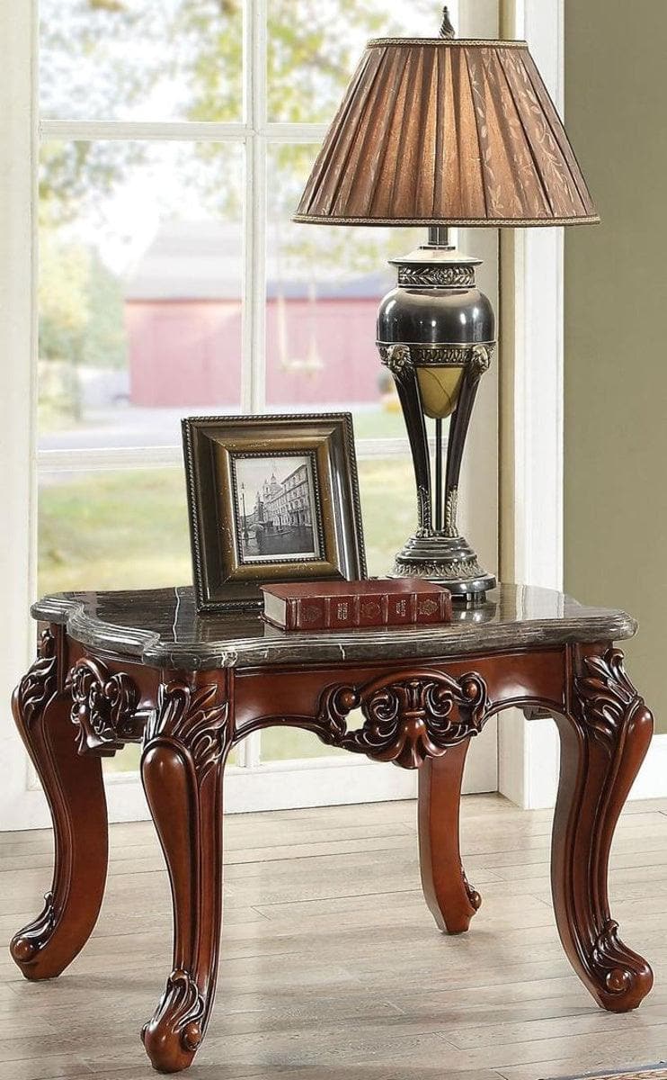 Acme Furniture Eustoma End Table in Marble/Walnut 83067 - Ornate Home