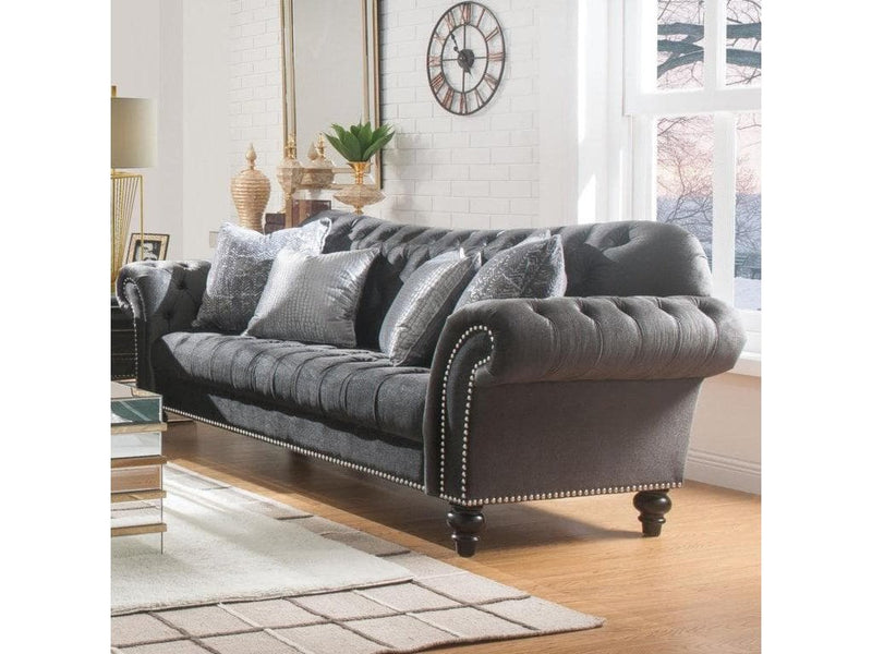 Gaura Sofa in Dark Gray Velvet 53090 - Ornate Home