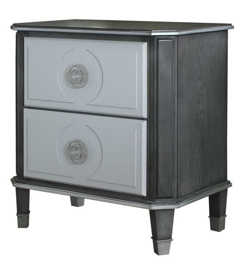 Acme Furniture House Beatrice 2 Drawer Nightstand in Light Gray 28813 - Ornate Home