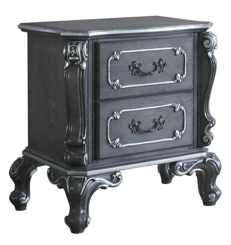 Acme Furniture House Delphine 2 Drawer Nightstand in Charcoal 28833 - Ornate Home