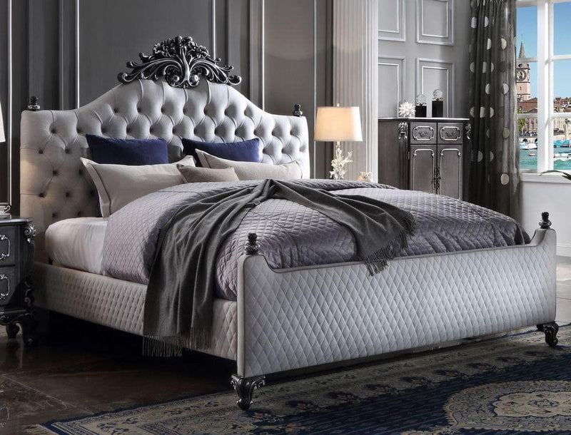 Acme Furniture House Delphine California King Upholstered Bed in Pearl White 28844CK - Ornate Home