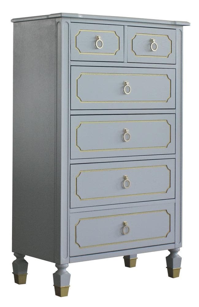 Acme Furniture House Marchese 6-Drawer Chest in Pearl Gray 28866 - Ornate Home