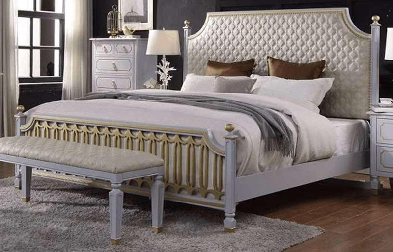 Acme Furniture House Marchese California King Low Post Bed in Pearl Gray 28884CK - Ornate Home