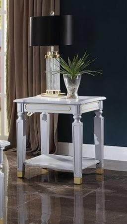 Acme Furniture House Marchese End Table in Pearl Gray 88867 - Ornate Home