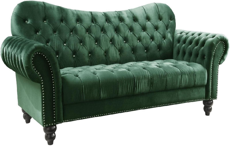 Iberis Loveseat in Green Velvet 53402 - Ornate Home