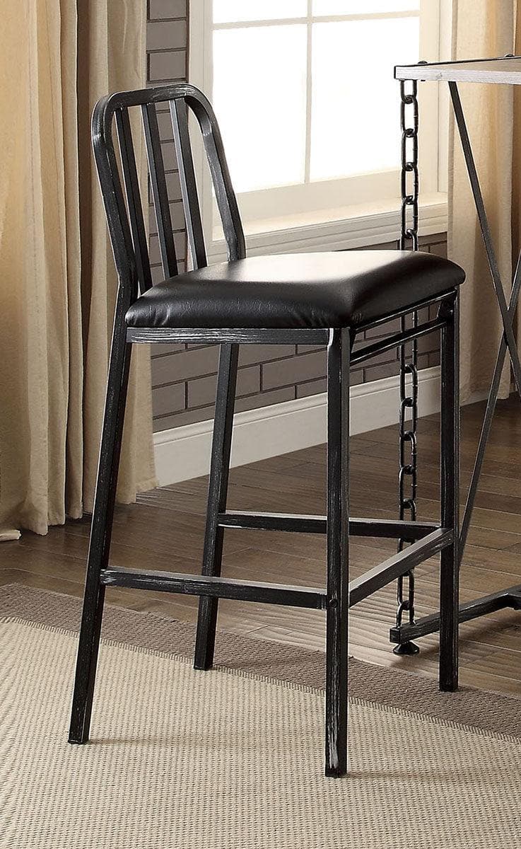 Acme Furniture Jodie Bar Chair in Black PU and Antique Black (Set of 2) 71992 - Ornate Home