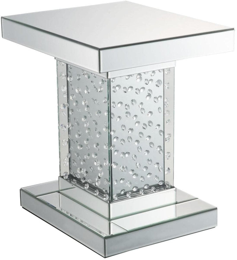 Acme Furniture Nysa End Table in Mirrored & Faux Crystals 80284 - Ornate Home