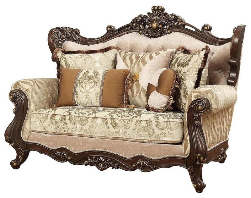 Acme Furniture Shalisa Loveseat with 5 Pillows in Walnut 51051 - Ornate Home