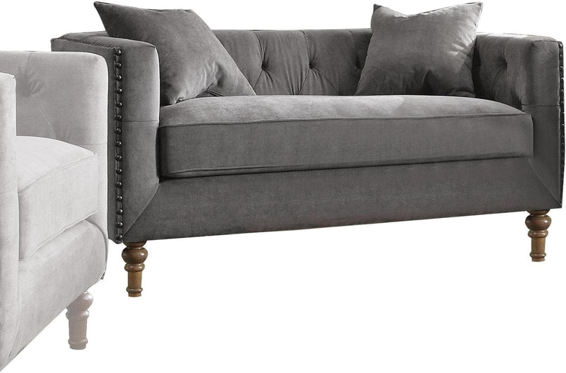 Acme Furniture Sidonia Loveseat in Gray Velvet 53581 - Ornate Home