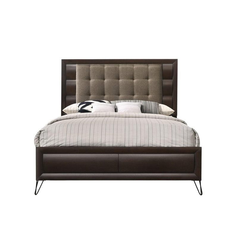 Tablita Upholstered Queen Bed in Dark Merlot 27460Q - Ornate Home