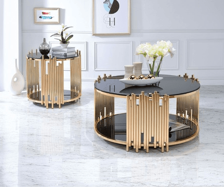 Tanquin End Table in Gold/Black 84492 - Ornate Home