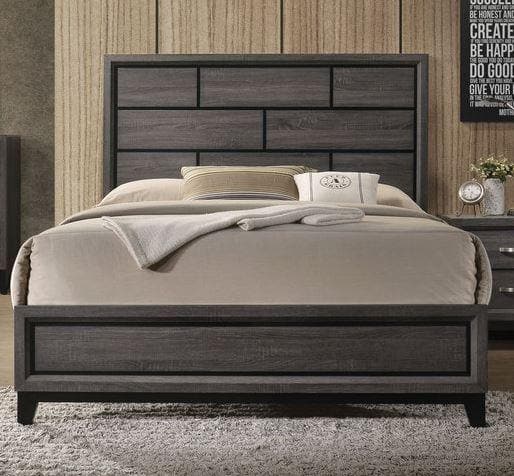 Acme Furniture Valdemar Queen Panel Bed in Weathered Gray 27050Q - Ornate Home