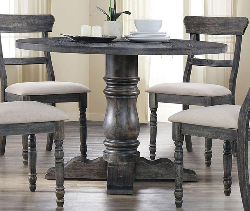 Wallace Round Pedestal Dining Table in Weathered Gray 74640 - Ornate Home