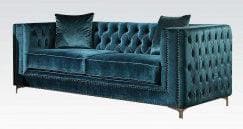 Acme Gillian Loveseat in Dark Teal Velvet 52791 - Ornate Home