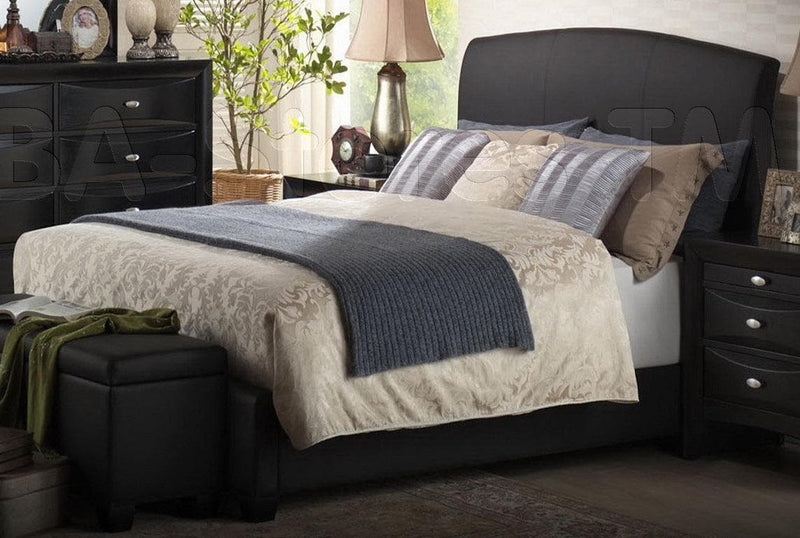 Acme Ireland Full PU Panel Bed with Rounded Headboard in Black 14440F - Ornate Home