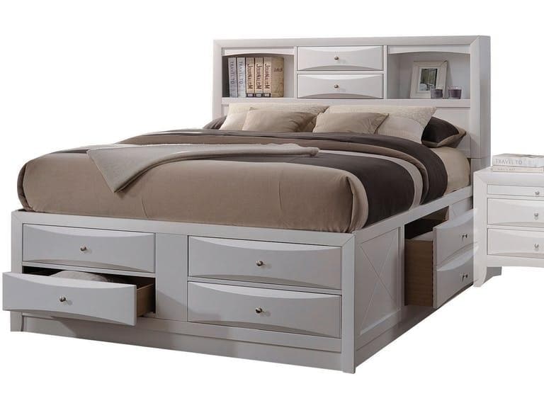 Acme Ireland King Storage Bed in White 21696EK - Ornate Home