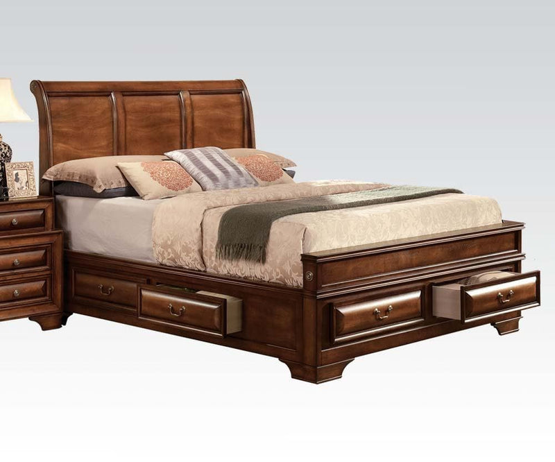 Acme Konane King Sleigh Bed with Underbed Storage in Brown Cherry 20444EK - Ornate Home