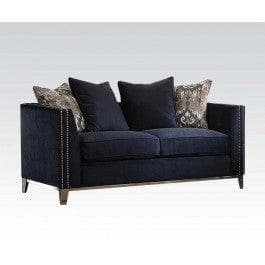 Acme Phaedra Loveseat with 4 Pillows in Blue Fabric 52831 - Ornate Home