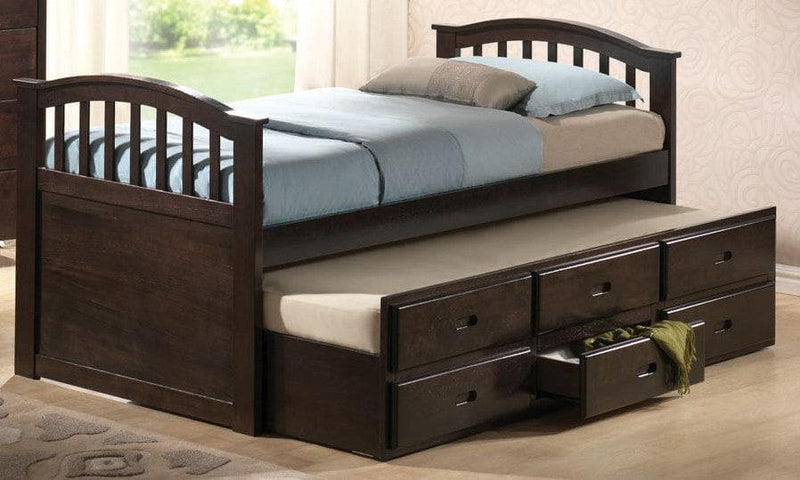 Acme San Marino Twin Captain Storage Bed with Trundle in Dark Walnut 04990T - Ornate Home