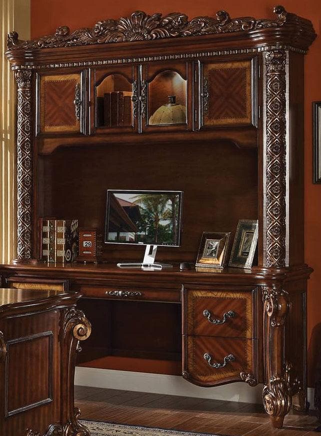 Acme Vendome Bookcase with Intricate Carving Design in Cherry 92128 - Ornate Home