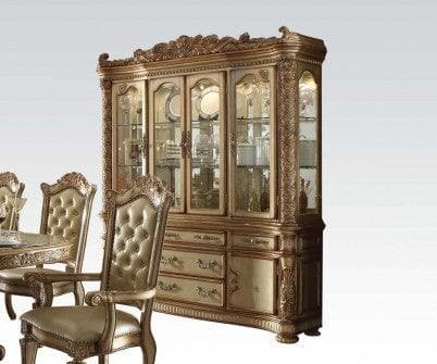 Acme Vendome Buffet and Hutch in Gold Patina 63005 - Ornate Home