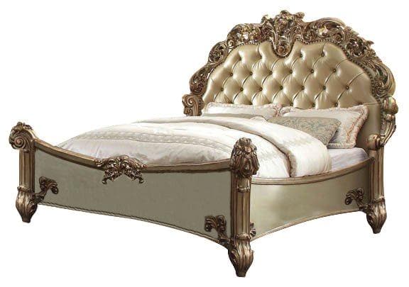 Acme Vendome Button Tufted Cal King Bed in Gold Patina 22994CK - Ornate Home