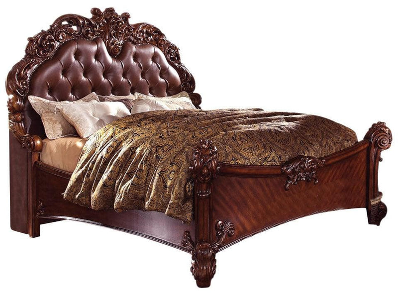 Acme Vendome California King Panel Bed with Button Tufted Headboard in Cherry 21994CK - Ornate Home