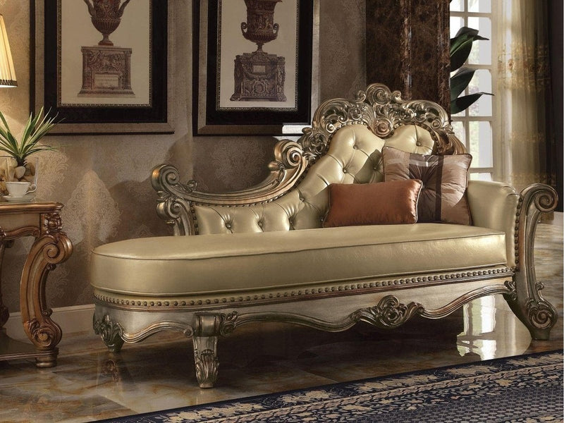 Acme Vendome Chaise in Gold Patina 96485 - Ornate Home