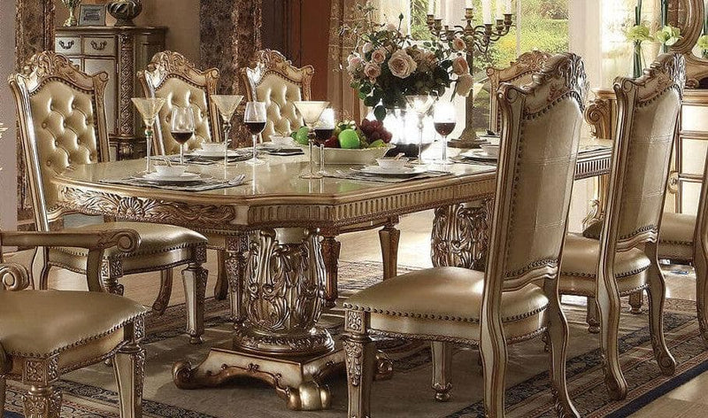 Acme Vendome Double Pedestal Dining Table in Gold Patina 63000 - Ornate Home