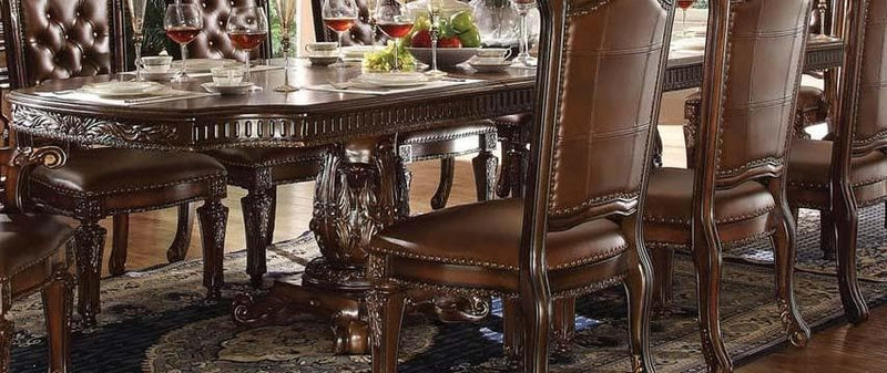 Acme Vendome Double Pedestal Dining Table with Two Leaves in Cherry 62000 - Ornate Home