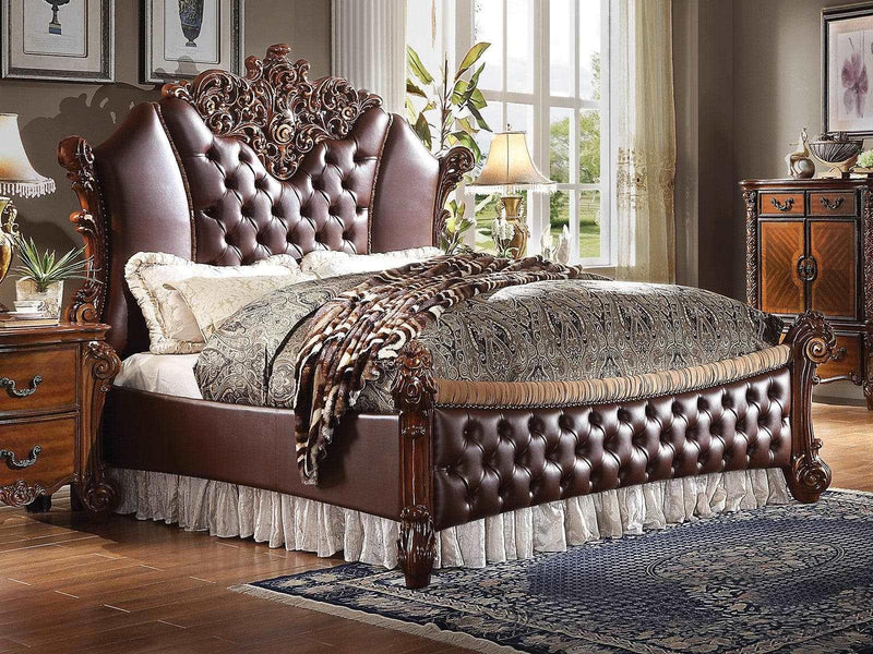 Acme Vendome II California King Upholstered Bed with Button Tufted Headboard in Cherry 28014CK - Ornate Home