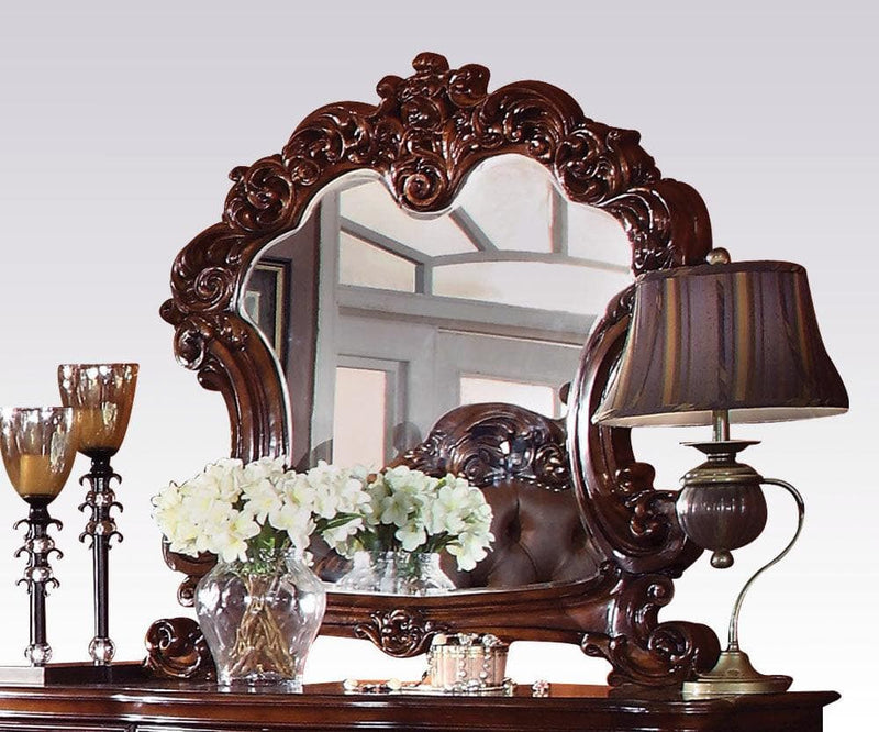 Acme Vendome Landscape Mirror with Intricate Details in Cherry 22004 - Ornate Home