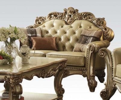 Acme Vendome Loveseat w/ 3 Pillows in Gold Patina 53001 - Ornate Home