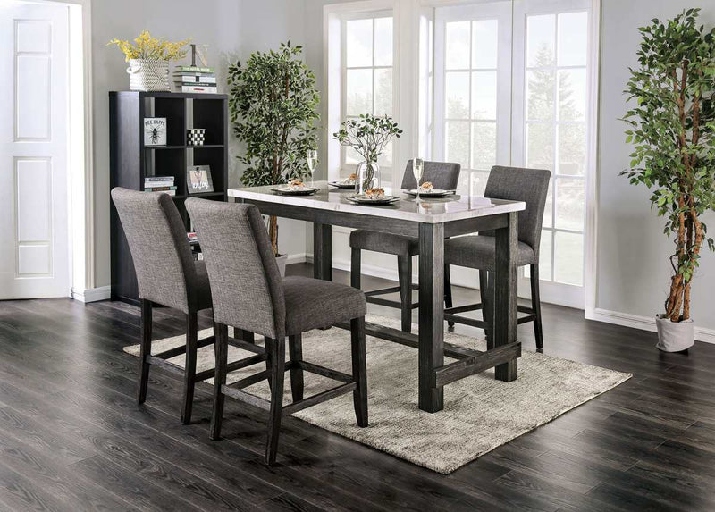 Brule White Antique Black Gray 5pc Dining Room Set