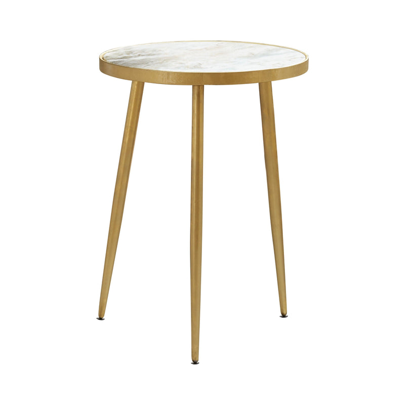 Ada - White & Gold - Round Accent Table - Ornate Home