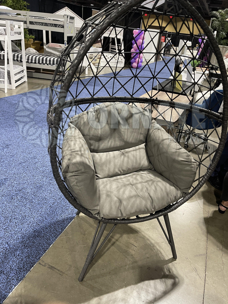 Aeven - Light Gray & Black - Patio Lounge Chair - Ornate Home