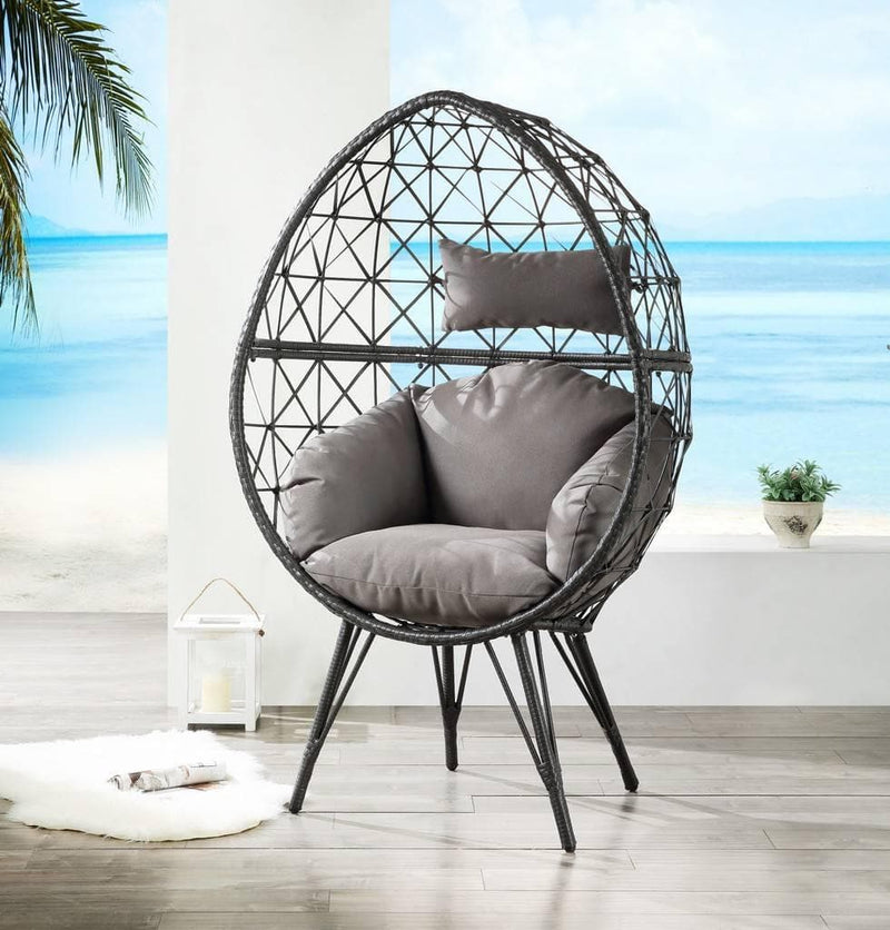 Aeven - Light Gray & Black - Patio Lounge Chair - Ornate Home