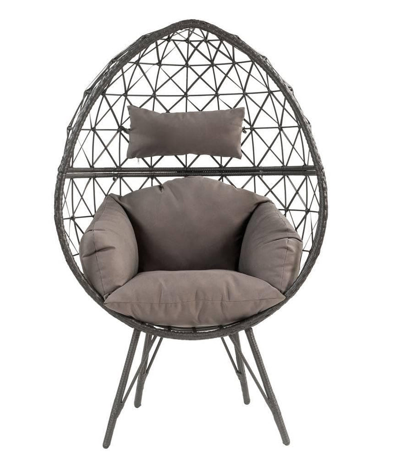 Aeven - Light Gray & Black - Patio Lounge Chair - Ornate Home