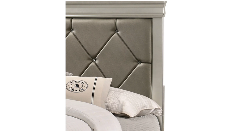 Amalia - Silver - Queen Panel Bed - Ornate Home