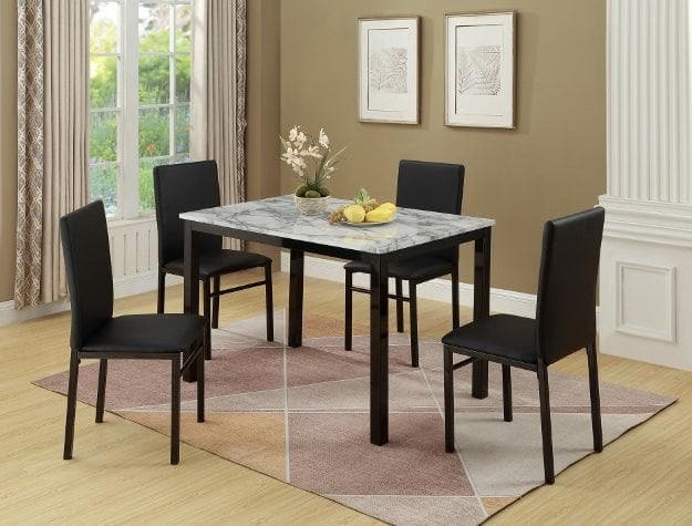 Aiden 5-Piece White Dining Set - Ornate Home