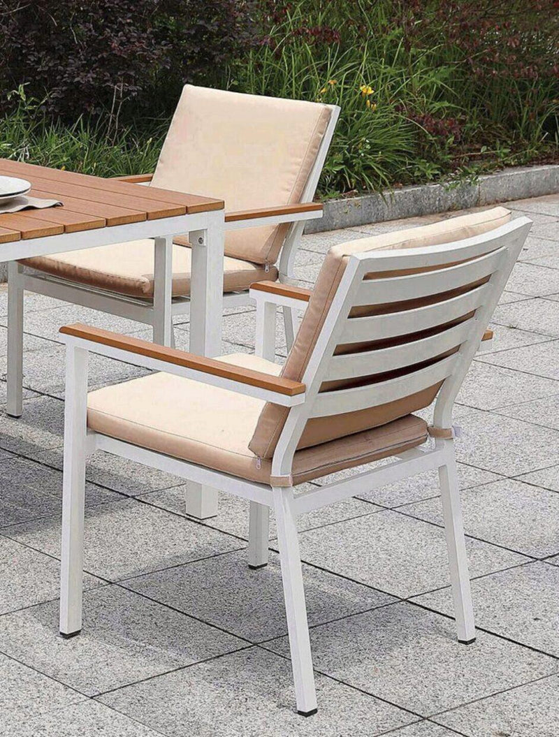 Aisha - White & Beige - Outdoor Dining Chair (Set of 2) - Ornate Home